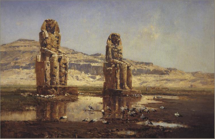 Victor Huguet The Colossi of Memnon. France oil painting art